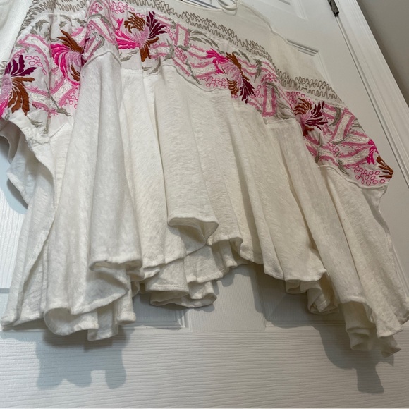 Free People Love Letter Linen Blend Embroidered T-shirt, - Picture 4 of 7